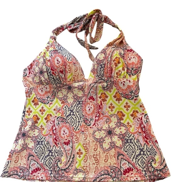 Victoria’s Secret Heavenly 3PC Fold Over Paisley Bikini Tankini M Halter Style - Picture 6 of 13